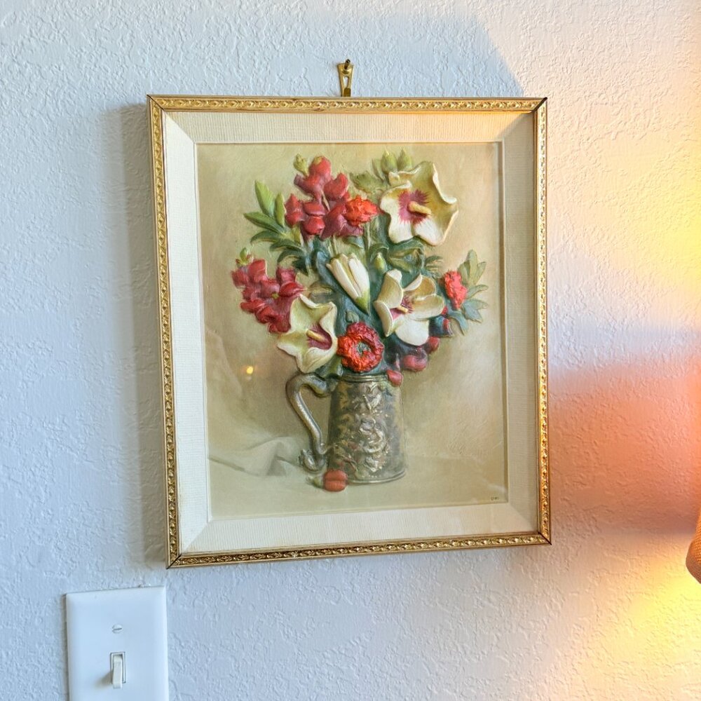 1950's Metalcraft 3D Floral Picture - Picture 7 of 16